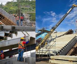 Los trabajos en el estadio Nacional “Chelato” Uclés siguen avanzando y ya han colocado las primeras graderías en el sector de sol centro.