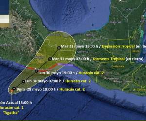 Así sería el recorrido del huracán Agatha.