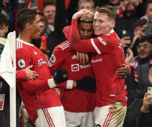 Jugadores del Manchester United celebran la victoria frente al West Ham. Foto: AFP