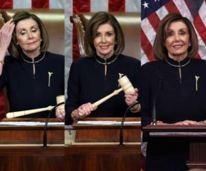 La presidenta de la Cámara baja, Nancy Pelosi, se mostró satisfecha luego de que en la Cámara de Representantes decidieran aprobar los cargos de abuso de poder y obstrucción del Congreso contra el presidente Donald Trump. Fotos: Agencia AFP.