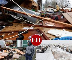 Una potente tormenta invernal causó estragos en el sur de Estados Unidos el jueves, con nieve a lo largo de la frontera con México. Una persona murió y otras sufrieron heridas en una docena de estados. Fotos: Agencia AFP / AP / Cortesía.