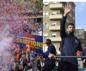 Gerard Piqué encabezó la celebración del equipo azulgrana. Foto:AFP