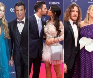 Grandes figuras de la talla de Luis Figo, Cesc Fábregas Y Carles Puyol junto a sus parejas desfilaron por la alfombra de los Premios Mundiales de Deportes Laureus 2019. (Fotos: AFP)