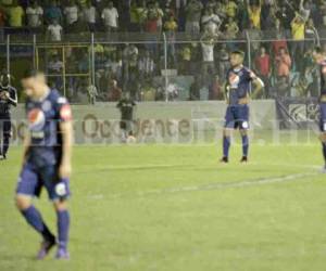 Los jugadores de Motagua se mostraron tristes por la derrota ante el Social Sol (Foto: EL HERALDO)