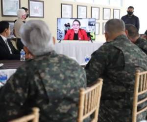 La presidenciable participó en la reunión vía zoom.