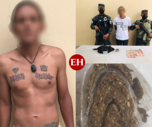 Al momento de ser requerido en el casco urbano de San Marcos, Ocotepeque, a Leiva López se le halló en posesión de dinero en efectivo y un envoltorio de presunta marihuana.