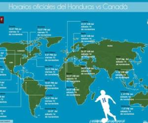 Horarios oficial del partido de la H ante Canadá en el mundo. Arte: Jorge Izaguirre