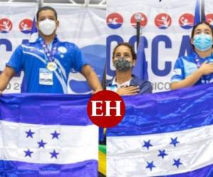 Omar Oyuela, Julimar Ávila y Michell Ramírez pusieron en alto el nombre de Honduras en la competencia regional. Foto: Cortesía