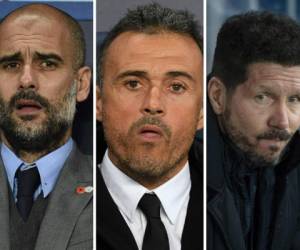 Pep Guardiola, Luis Enrique, Diego Simeone y Pochettino figuran entre los candidatos a mejor entrenador del año (Fotos: FIFA)