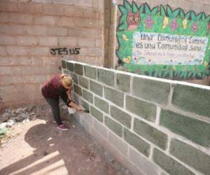 Evangelina García se encargó de organizar la construcción de este muro para controlar el depósito de basura.Foto: Efraín Salgado /El Heraldo