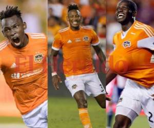 Alberth Elis, Romell Quioto y Boniek García, los tres legionarios que juegan en el Houston Dynamo. Foto: EL HERALDO