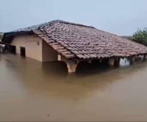 El agua del río Goascorán inundó las casas hasta el techo.