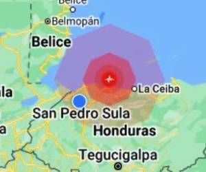 Informes preliminares estiman que el movimiento telúrico alcanzó el oeste de Utila, noroeste de Utila y noroeste de Tela y San Pedro Sula.