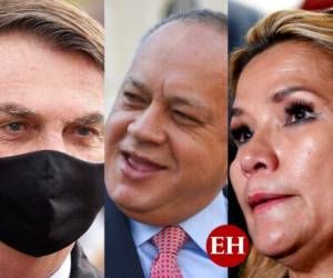 Bolsonaro, Añéz y Cabello son algunos de los personajes políticos de América Latina contagiados de covid-19. Foto: AP.