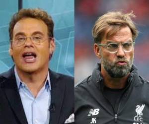 Las palabras de Klopp no fueron bien recibidas por el controversial presentador de la cadena ESPN. En la foto aparecen el periodista David Faitelson y el entrenador alemán Jürgen Klopp.