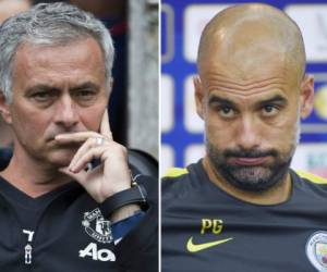 Por ahora, mantienen una tregua. En su presentación oficial con el City, Guardiola destacó que gracias a Mourinho pudo dar 'otro salto de calidad' como técnico. Foto:AFP