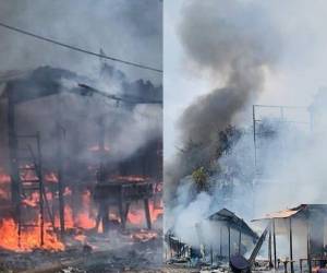 Varios puestos de venta de pólvora ubicados en el municipio de Catacamas, Olancho, quedaron en total cenizas, luego de que un fuerte incendio los consumiera.