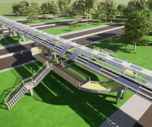 Así será el puente peatonal que se construirá entre el CCG y el bulevar Suyapa. Este es el puente más largo que se hará en la capital con 120 metros lineales. La construcción inicia en septiembre.