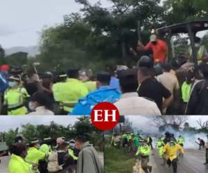 Un muerto, rehenes y gases lacrimógenos dejó un violento desalojo que se registró la mañana de este martes en el sector de río Blanco, en San Pedro Sula, zona norte de Honduras. Fotos: Cortesía | capturas de video.