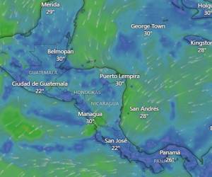 Esta imagen muestra los vientos en el Caribe y cómo influyen ante la formación de fenómenos meteorológicos.