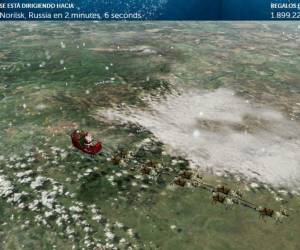 Un mapa satelital en el sitio web noradsanta se puede ver al afable anciano y a sus renos saltar de país en país.