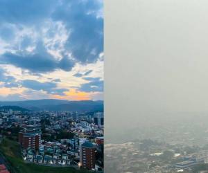 A pesar de las leves mejorías que presentó el país este fin de semana en temas de contaminación, en menos de 24 horas, el territorio hondureño vuelve a quedar bajo una pesada capa de humo, desapareciendo entre un velo gris a las ciudades que conforman la capital. Aquí las imágenes comparativas de este fin de semana.