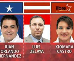 Los tres partidos que acudieron a primarias Juan Orlando Hernández, Luis Zelaya y Xiomara Castro de Zelaya.