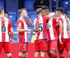 El choco Lozano recibió un pase en el medio campo y pasó el balón a Portu, quien entre juego y juego dio el pase definitivo al catacho, quien anotó. Foto: Twitter del Girona