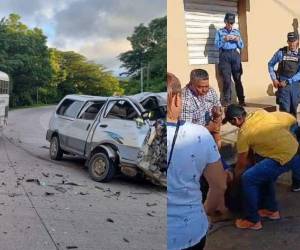 (A la izquierda) accidente ocurrido en la carretera CA-5 salida al sur a inmediaciones de Sabanagrande. (A la derecha) un accidente en el que falleció un motociclista en Catacamas, Olancho.