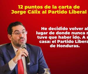 El diputado Jorge Cálix, ex militante de Libre, compartió este miércoles 10 de julio una carta pública en la que afirma su compromiso al sumarse al Partido Liberal de Honduras.