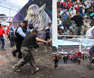 Lanzaron bolsas de agua y hubo varias personas detenidas. Los disturbios que se registraron este viernes durante el paso de la marcha de la resistencia dentro del Estadio Nacional.