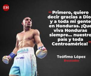 El boxeador estadounidense de origen hondureño, Teófimo López, se consagró este sábado como el nuevo campeón de peso superligero de la Organización Mundial de Boxeo (OMB), tras vencer al escocés Josh Taylor. Luego de su triunfo, el pugilista habló con EL HERALDO y estas fueron sus mejores frases.