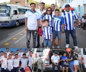 Varias familias han sido captadas en el momento en que arribaban al estadio Chelato Uclés para brindar todo su apoyo a la Selección de Honduras.