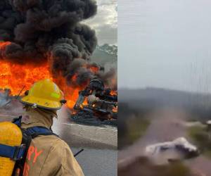 Por presuntas fallas mecánicas, la rastra perdió el control, volcándose y provocando que tomara fuego.