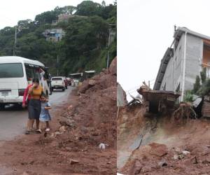 Tras la evacuación de al menos 12 familias de la zona de derrumbe en la colonia Villa Nueva de Tegucigalpa, las obras de retiro de escombros han continuado sin muchos avances en la última semana.