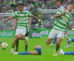 Luis Palma debutó con Celtic en la Liga de Escocia y recibe dura falta en el partido.