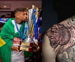 Gabriel Araújo se tatuó la copa 37 del Olimpia para toda la vida, ganándose aún más el cariño de todo el olimpismo.