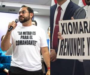 Con el mensaje “la mitad es para el comandante”, en camisas blancas, el precandidato presidencial del Partido Liberal, Jorge Cálix, pidió a la presidenta Xiomara Castro renunciar a su cargo luego que su cuñado fue captado reunido con narcotraficantes que ofrecían financiar campaña en 2013.