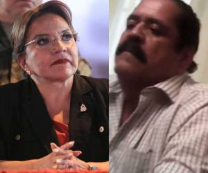 A la izquierda, la presidenta de Honduras Xiomara Castro; a la derecha, su cuñado Carlos Zelaya, quien fue captado en un video negociando con narcotraficantes.