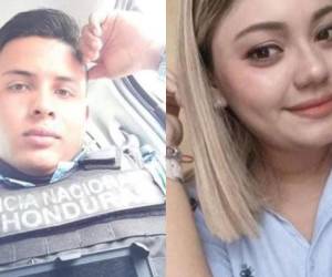 El agente Melvin Eduardo Cruz Ordóñez y Goldye Azzaria Burke Arévalo, víctimas del accidente.