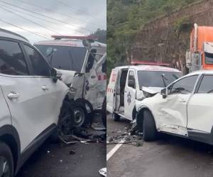 Un muerto y al menos tres personas heridas dejó la cuádruple colisión vial entre una camioneta, una ambulancia, una rastra y una motocicleta en la cuesta de La Virgen, en la carretera hacia el norte del país. Se conoció que la conductora de la camioneta fue identificada como la esposa del exdirector de Inversión Estratégica Honduras (Invest-H), Marco Bográn, perdió el control de su automotor, impactando fuertemente contra los otros vehículos que se encontraban estacionados. A continuación las imágenes.