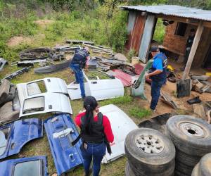 En el operativo se recuperó un vehículo con series de motor y chasis adulteradas, además de varias piezas de autos robados. Este logro se suma a la captura del presunto cabecilla de la banda, detenido un día antes en el Cerro de Uyuca. A continuación los hallazgos.