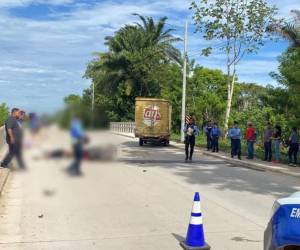 Los cuerpos quedaron a pocos metros del camión repartidor de una reconocida distribuidora de snacks.