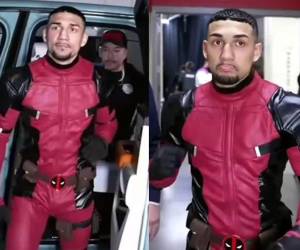 Vestido de Deadpool y convirtiéndose en el más aclamado por las cámaras, el “gringo-catracho” Teófimo López ya se encuentra Michelob Ultra Arena de Las Vegas, EUA para enfrentar su pelea y defender su título de peso superligero contra el estadounidese Jamaine Ortiz. A continuación las imágenes.