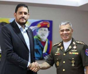 José Manuel Zelaya, ministro de Defensa de Honduras durante su encuentro con su homólogo de Venezuela, Vladimir Padrino.