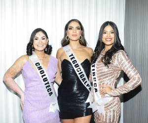 Esta imagen tomada durante un coctel de presentación, muestra a Miss Choluteca, Miss Tegucigalpa y Miss Intibucá.