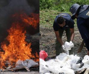 En los predios de la Policía Militar del Orden Público (PMOP) la Dirección Nacional Policial Antidrogas (DNPA) realizó la incineración de 48 kilogramos de cocaína fueron decomisados en el municipio de Jutiapa, Atlántida en 2021. Más detalles a continuación.