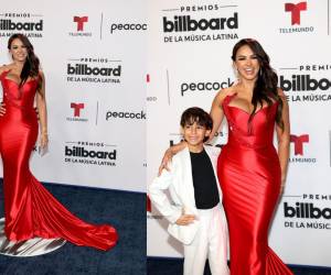 La guapa presentadora de deportes en la cadena Telemundo arribó a la alfombra azul muy bien acompañada de su hijo mayor.