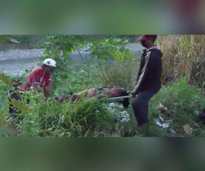 Rescatistas de la Cruz Roja Hondureña trasladaron a la joven hasta un hospital.