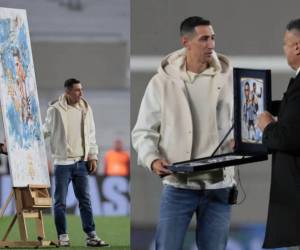 Ángel di María, recientemente retirado del seleccionado argentino, fue homenajeado este jueves en el Estadio Más Monumental de Buenos Aires